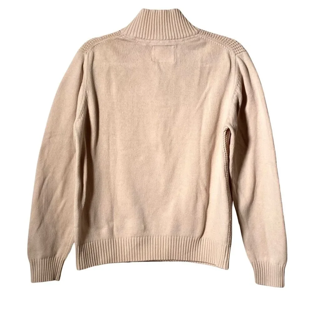 Weatherproof Vintage Mock Neck Shaker Knit Sweater Beige Men’s Size M